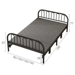 מתקפל מיטת שטח חיסכון שינה בית דירה מתכת מיטת יחיד נייד מתקפל מיטת מסגרת