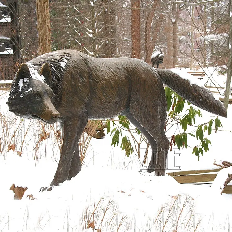 Antique Garden Decoration Life Size Bronze Metal Wolf Sculpture