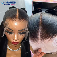 Perruque en cheveux indiens bruts avec dentelle HD, 100% sans colle, cheveux humains vierges alignés sur la cuticule, perruque complète en dentelle, perruque frontale en dentelle pour femmes noires