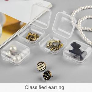Mini <b>Square</b> Clear Glossy Eco-Friendly Plastic PP Classic Multifunction Jewelry Box Hinged Lid Earring Organizers Storage - Product Image 3