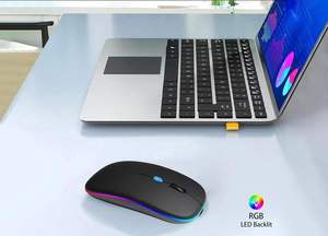 Souris Bluetooth personnalisée avec logo, souris mince à LED noire mate, souris Bluetooth double mode, silencieuse, ultra-fine, souris de bureau mince - Product Image 3