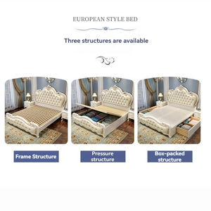 Современная роскошная белая кровать опционального размера с ящиком для хранения и деревянным каркасом для главной спальни - Product Image 3