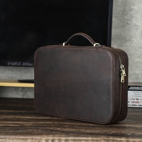 Sac organisateur de câble de voyage en cuir véritable Apple Mac Mini Portable PC Electronic Accessories Storage Case Set (CF3045)