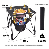Table de camping pliable moderne de haute qualité pour l'extérieur, avec sac isotherme et emplacements pour bière, idéale pour les barbecues et les pique-niques