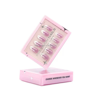 Ensemble d'<span class=keywords><strong>ongles</strong></span> artificiels en acrylique à pression, style français, longueur moyenne, <span class=keywords><strong>faux</strong></span> <span class=keywords><strong>ongles</strong></span> magnifiques - Product Image 3