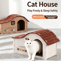 Lit pour chat en feutre, villa universelle pour chat toutes saisons, grotte pour animaux résistante à l'usure et sans peluches, niche semi-fermée pour chats et petits chiens OEM