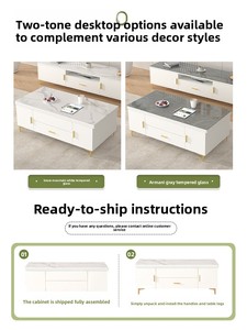 Table basse/salle à manger multifonctionnelle en bois massif avec plateau relevable, style crème, table pliante compacte pour petits salons, meubles de maison - Product Image 4