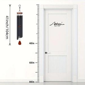 41-inch black aluminum-wood wind chime, outdoor <b>waterproof</b>, holiday gift, outdoor home decoration - Product Image 6