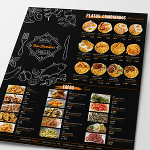 Menu de restaurant imprimé sur mesure, menu en carton épais à une page pour bar à tapas, restaurant espagnol - Product Image 5