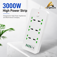Multiprise universelle 3000W avec 6 prises universelles, 4 USB-A et 2 USB-C, disponible avec cordon d'alimentation UK, EU ou US, OEM ODM