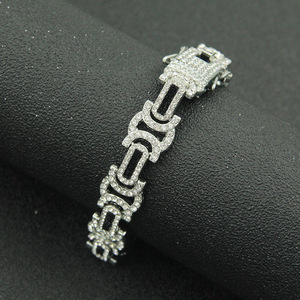 New Splicing Men's Bracelet Exaggerated Personalized Hiphop Style Geometric Shaped Sparkling Chain Bracelet Fashion Jewelry - Product Image 4