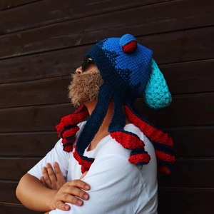 Skimask pasamontañas con diseño personalizado, gorro de ganchillo acrílico hecho <span class=keywords><strong>a</strong></span> mano, pulpo, pasamontañas, venta al por mayor - Product Image 3