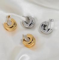 JOOLIM – boucles d'oreilles en forme de dôme à Double couche plaqué or 18K, bijoux en acier inoxydable pour femmes