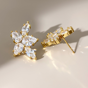 ต่างหูเพชรทรงหยดน้ำชุบทอง 18K ขายส่งจำนวนมากสำหรับผู้หญิง - Product Image 6