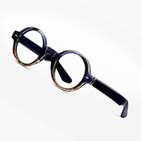 Montures de lunettes rondes vintage personnalisables en métal avec rivets, anti-lumière bleue, couleur unie, en acétate et TR90