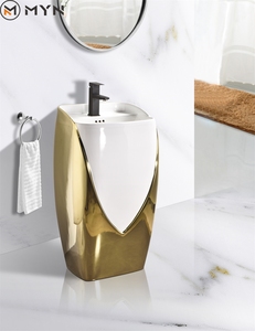 Chất lượng cao phòng tắm dính liền Vàng freestanding lưu vực gốm khách sạn sử dụng lưu vực - Product Image 2