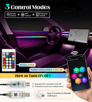 Kit d'éclairage d'ambiance pour l'intérieur de la voiture, bande LED USB RGBIC, synchronisation musicale, contrôle par application