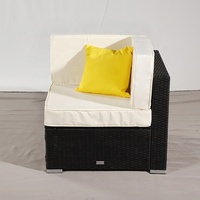 Best-seller Sofa sectionnel de jardin en rotin noir PE Mobilier de jardin personnalisé de luxe pour patio Ensembles de jardin