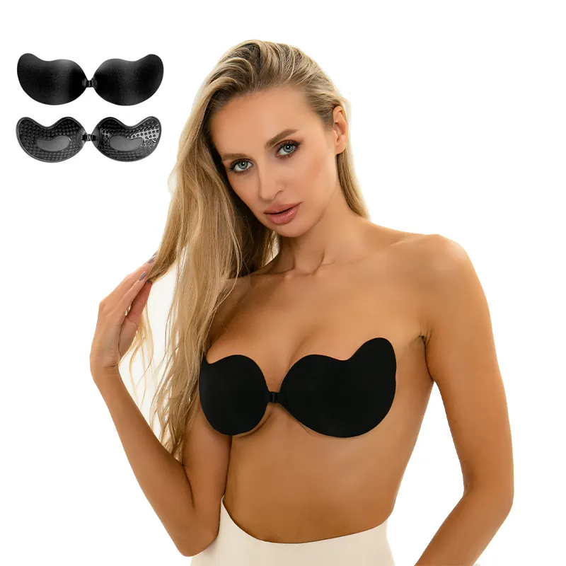 Plakkerige Beha Zelfklevende Beha Voor Dames Dames Rugloze Strapless Push-Up Siliconen Onzichtbare Bh Lift Pasteitjes Borst Tepel Hoezen