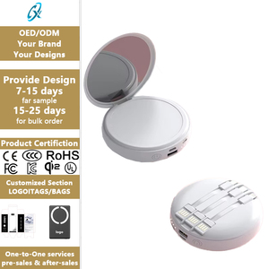 Banco de Energía Portátil Mini para Exteriores de 10000mAh con Espejo de Maquillaje Integrado y <span class=keywords><strong>3</strong></span> Cables Desmontables para Carga Rápida, Envío Rápido - Product Image 1