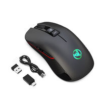 HXSJ T30 Mouse Gaming 7 tombol, kelas atas 2.4Ghz IC Nirkabel ergonomis pencahayaan warna-warni harga pabrik isi ulang
