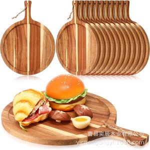 <b>Wooden</b> Round Cutting Board With Handle 34.5x25.4x1.5cm For Bread Fruits Steaks Wall Mounted Chopping <b>Block</b> - Product Image 1