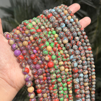 AsVrai U 6-10mm naturel multicolore Tang Sancai Turquoises perles de pierre rondes perles en vrac pour la fabrication de bijoux bracelet à bricoler soi-même fait à la main