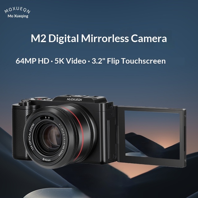 New M2 Entry-Level Mirrorless Camera CMOS 5K Touchscreen Reversible Hot Shoe Double Image Stabilization Photography Beginner