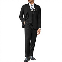 Ensemble 3 pièces pour homme, coupe classique, simple boutonnage, 2 boutons, veste, gilet et pantalon, noir, taille 40