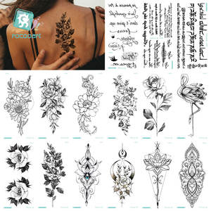 Tatuaggi Temporanei per Adulti in Vendita, Disegni di Fiori Neri, Tatuaggio Impermeabile per Braccio Femminile, Adesivo Artistico per Corpo, per Donne e Uomini - Product Image 3