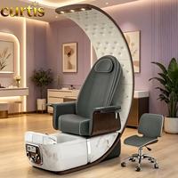 Fauteuil de pédicure électrique inclinable de luxe avec bain à remous, lampe LED et massage corporel complet pour salon de manucure et soins des pieds