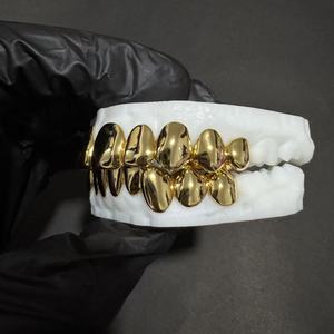 กริลล์ฮิปฮอปแบบสั่งทำพิเศษ ตัดแต่งทรงพิเศษ ชุบทองคำแท้ 925 เงินแท้ ชุบทองคำ 10KT  แบบเรียบสำหรับฟั<span class=keywords><strong>น</strong></span> - Product Image 4