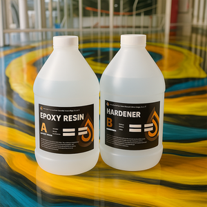 Resina Epossidica Autolivellante 3:1 di Alta Qualità Senza Bolle - Formula <span class=keywords><strong>Bicomponente</strong></span> Cristallina <span class=keywords><strong>per</strong></span> <span class=keywords><strong>Pavimenti</strong></span> Artistici - Product Image 3