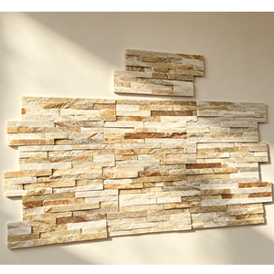 Mattoni in Pietra Naturale Beige Sottile per Rivestimento Murale 18X35 CM con Pietra Impilata a Incastro e Rivestimento in Pietra - Product Image 5