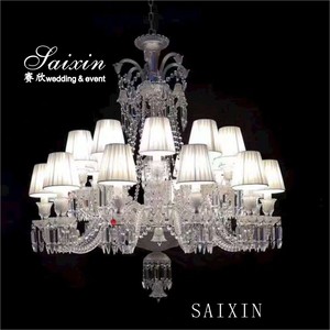 Lustre <span class=keywords><strong>Baccara</strong></span> en cristal de métal doré exquis avec abat-jour - Product Image 2