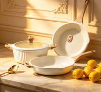 Set Peralatan Masak McKenzie Stone, Set Peralatan Masak Anti Lengket Lengkap untuk Rumah Tangga, Kompatibel dengan Kompor Induksi, Set Wajan 10 Buah