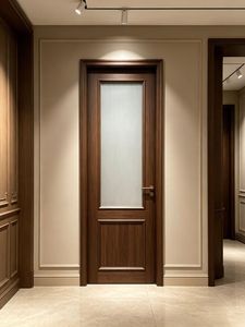 Portes intérieures de ferme en bois massif au design minimaliste moderne, étanches, avec insert en verre, pour usage commercial - Product Image 3