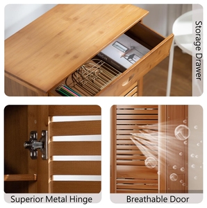 Bağlantısız bambu depolama dolabı Retro Modern tasarım çekmece kapılar otel Entryway oturma odası için kolay montaj ayakkabı organizatörü