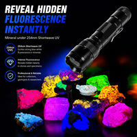 Lampe torche LED UVC haute puissance 5W - 254nm/275nm/295nm/310nm/320nm/340nm, torche UV, indice de protection IP66, batterie rechargeable, aluminium, camping