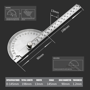 H0066 180 derece iletki <span class=keywords><strong>Metal</strong></span> açı bulucu gonyometresi açı cetvel paslanmaz çelik - Product Image 3