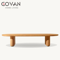 Table basse rectangulaire d'extérieur de la collection Teak avec finition résistante aux UV et imperméable pour hôtels de luxe et salons