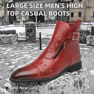 Bottes Chelsea pour hommes de grande taille, en cuir PU, à fermeture boutonnée, semelle en caoutchouc, chaussures décontractées pour l'automne, l'hiver et l'été - Product Image 2