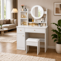 Bureau de toilette moderne avec miroir et rangement, table de maquillage élégante pour chambre à coucher