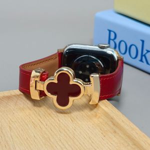 Bracelet en cuir au design créatif pour Apple Watch toutes <span class=keywords><strong>séries</strong></span>, bracelet de remplacement, trèfle à quatre feuilles, décoration magnétique, bracelet de luxe - Product Image 2