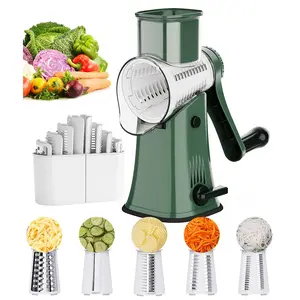 NISEVEN Hot Sale Rotary Cheese Grater Shredder Multifunction 5 In 1 Kitchen Manual Speed Round Vegetable Slicer Nuts Grinder