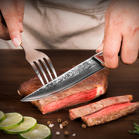 Couteau à steak KEEMAKE personnalisé, lame en acier damas à 67 couches de 5 pouces avec manche en G10