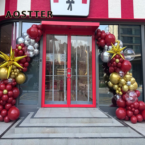 Porte à battant en aluminium AOSTTER avec cadre rouge vibrant, vitrage transparent et poignée poussoir-tiroir pour devanture de magasin de détail - Product Image 2