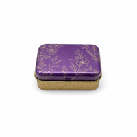 Boîte en métal rectangulaire à couvercle articulé imprimée sur mesure, de qualité alimentaire, pour bonbons, menthes, pilules, petits cadeaux, emballage et stockage
