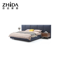 Zhida Neuerscheinung Hochwertiges Schlafzimmermöbel-Set zum Großhandelspreis Modernes Kingsize-Stoffbett mit Großem Kopfteil für Villen