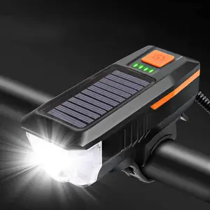 Оптовые продажи велосипедные фонари индикатор-Фонарь велосипедный Аккумуляторный на солнечной батарее с зарядкой от USB, 3 режима
